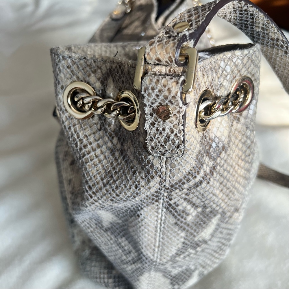 Vintage Michael Kors Beige/Brown Python Embossed … - image 5